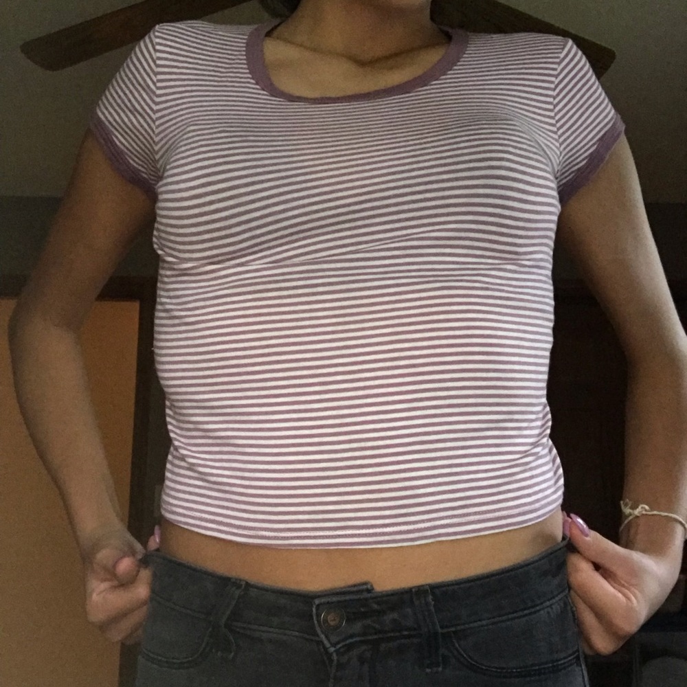Pink and White Striped Crop Top